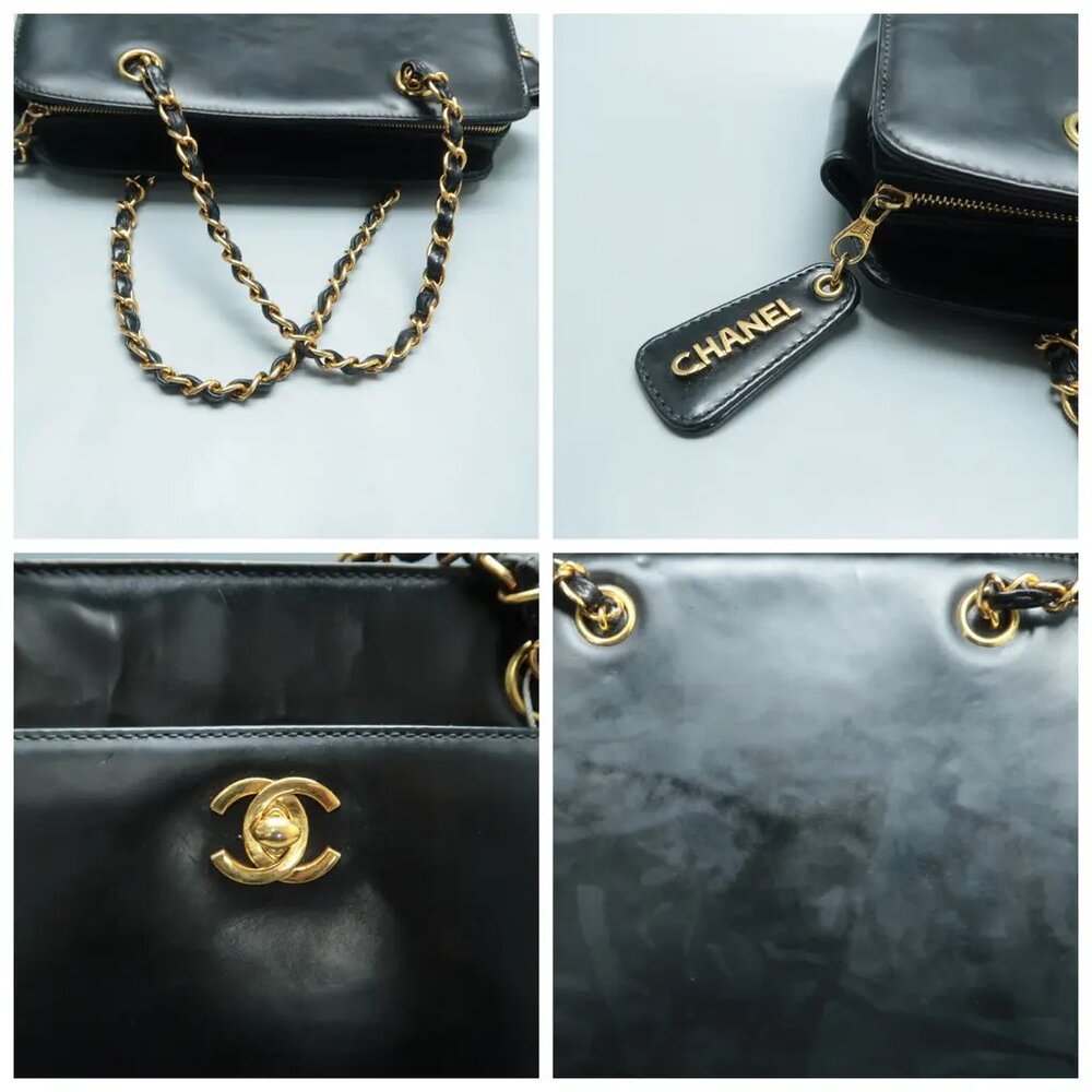 100% Authentic CHANEL  Black Leather Satchel 922-113024 - Picture 8 of 12